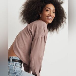 Madewell‎ Relaxed Tulip-Back Long-Sleeve Top Dusty Rose Mauve Size Large